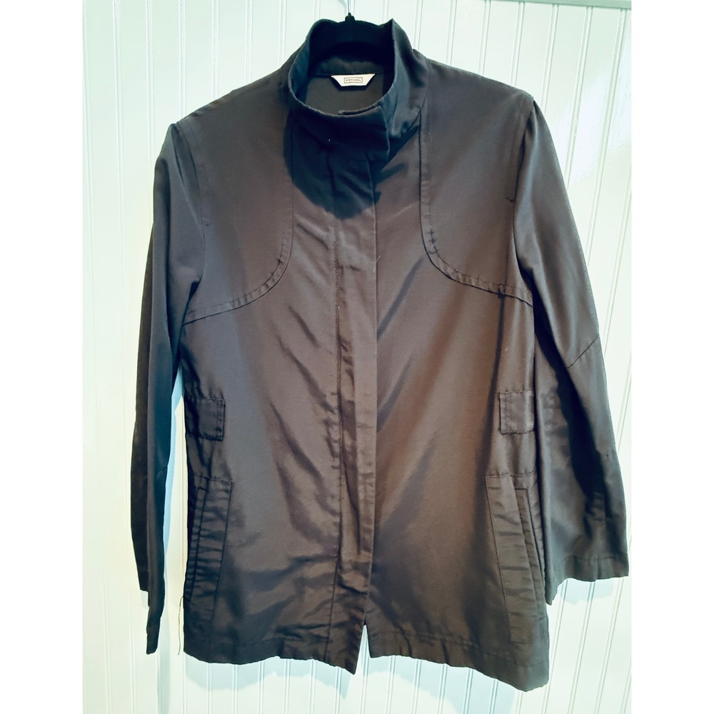 Stefanel Womens Black Minimalist Lightweight Utility Jacket Size M - Picture 2 of 8
